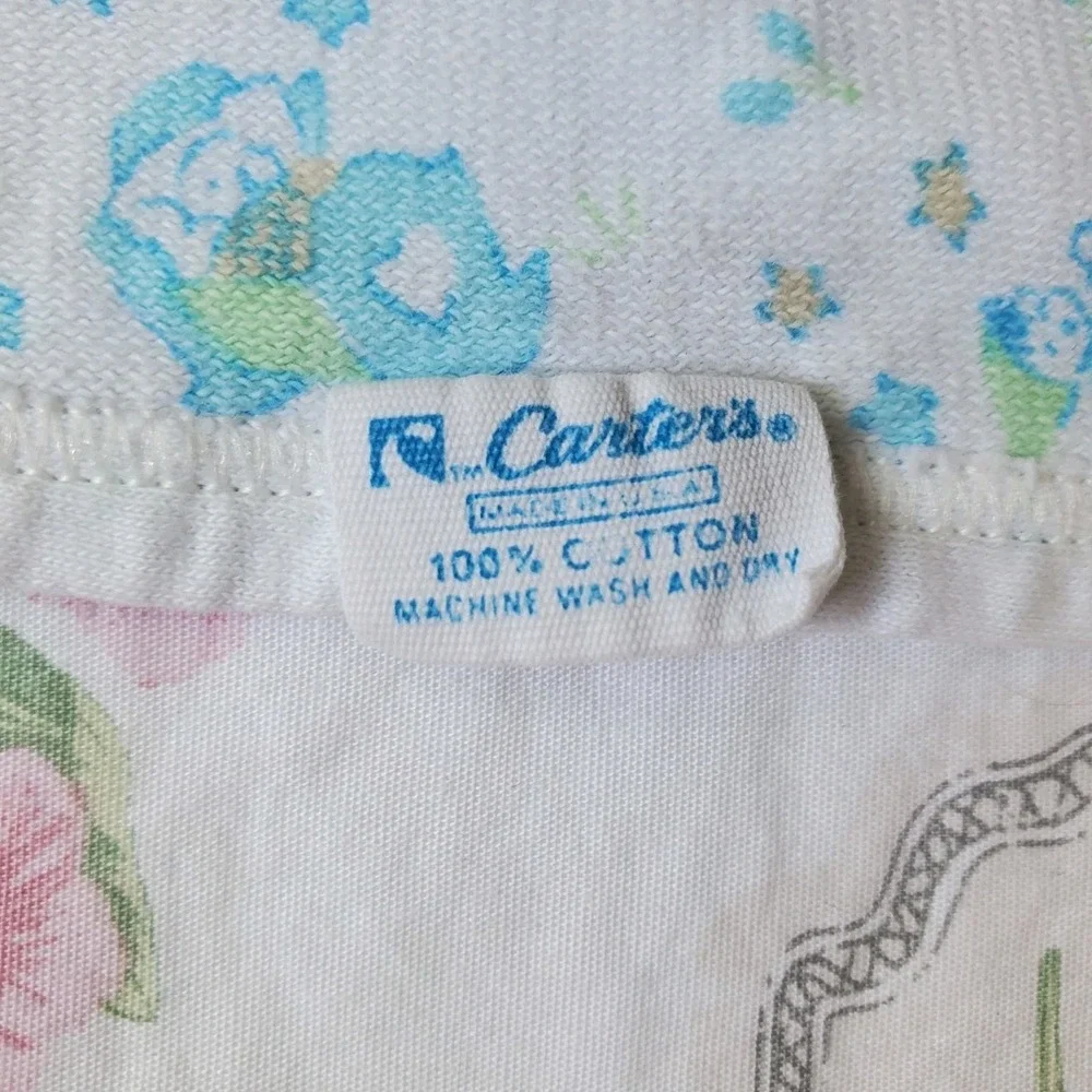 Vtg Carter's Baby Blanket Receiving Mother Goose Nursery Rhyme 100% Cotton